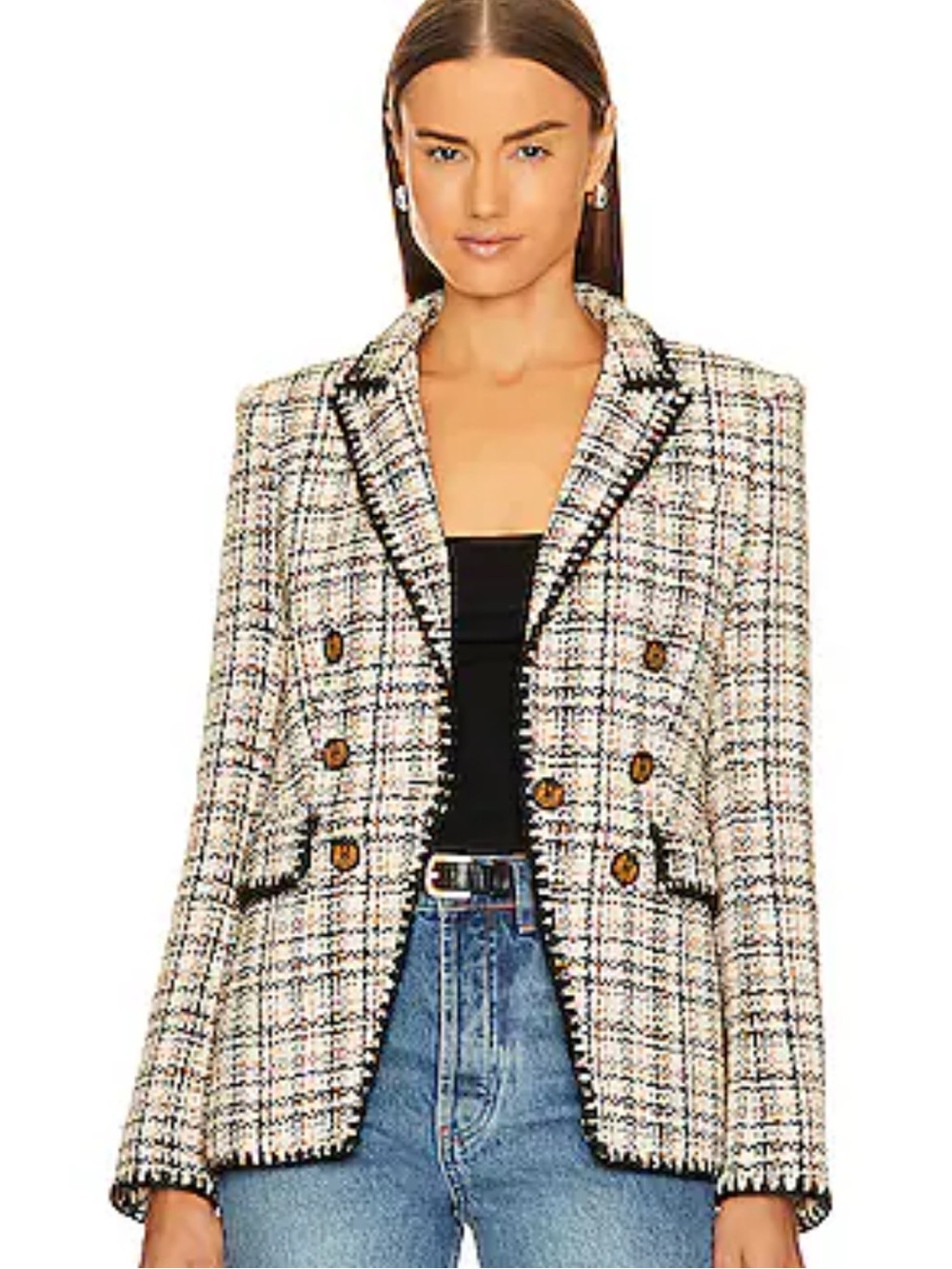 New Veronica Beard Lawrence Dickey Jacket in Ecru & Ochre Size 6 Revolve